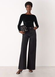 Straight Neck Velvet Top